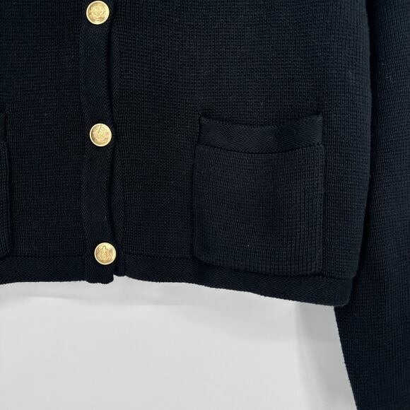 J. Crew Emilie Sweater Lady Jacket Gold Button Pocket Cropped Cardigan Black - Picture 7 of 11
